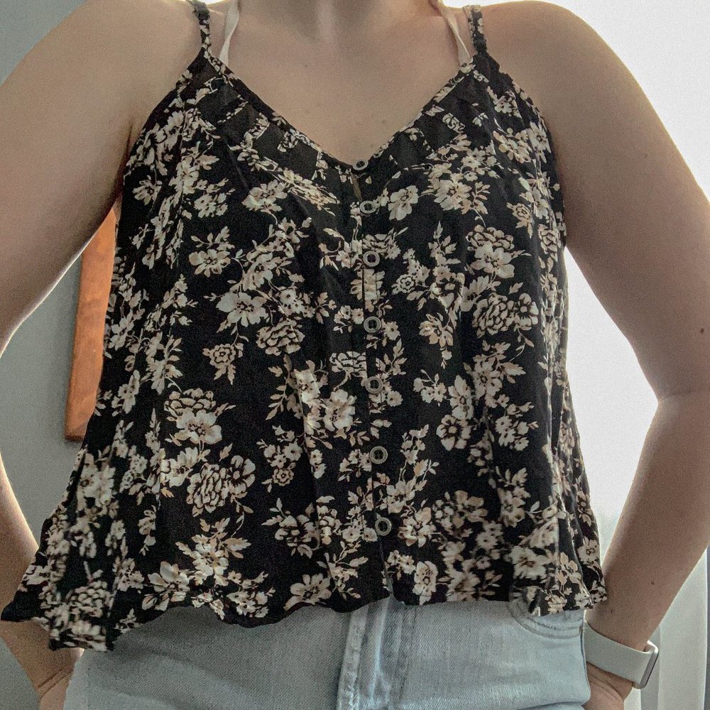 floral button up tank